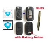Citroen/Peugeot 3 Button(Light) Modified Flip Key Shell With Battery Renault Style(with logo)