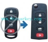 Nissan 3+1 Button Replacement Flip Remote Key Shell